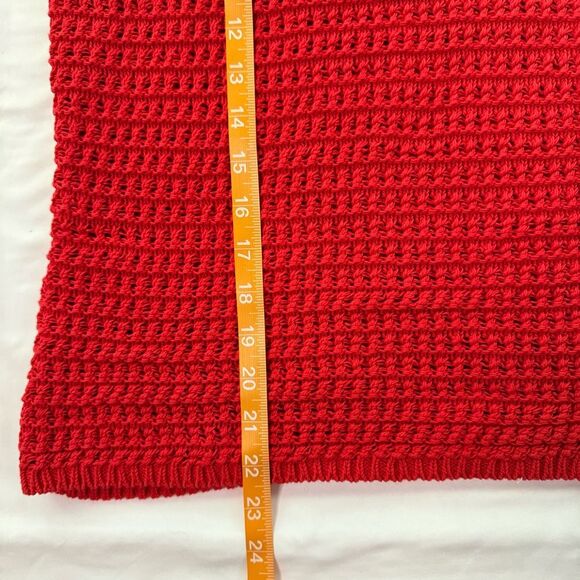 NWT Madewell Crochet Knit Crewneck Sweater Tank Red Size S Grandma Fitted Retro - Picture 5 of 11